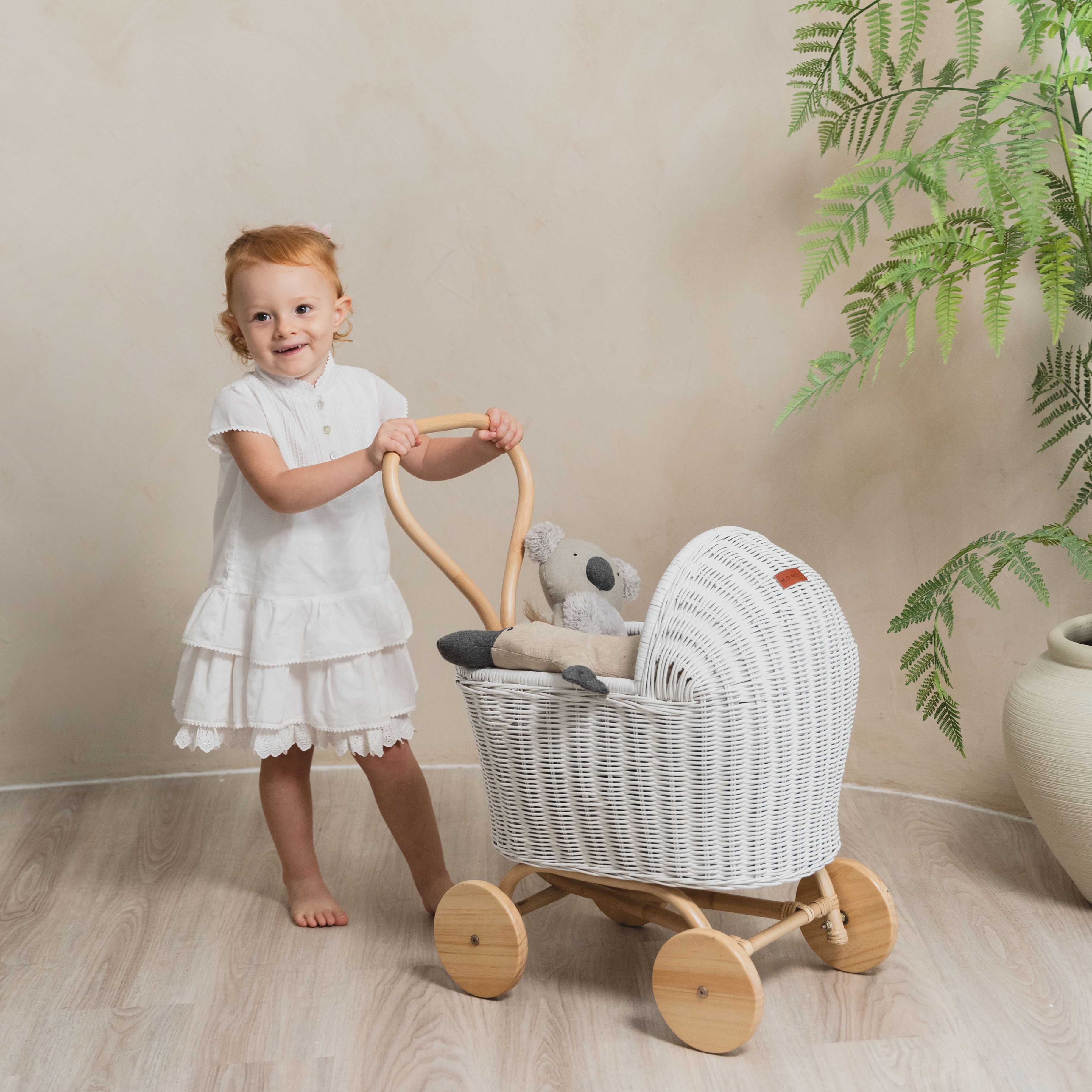 Colette Rattan Stroller - White
