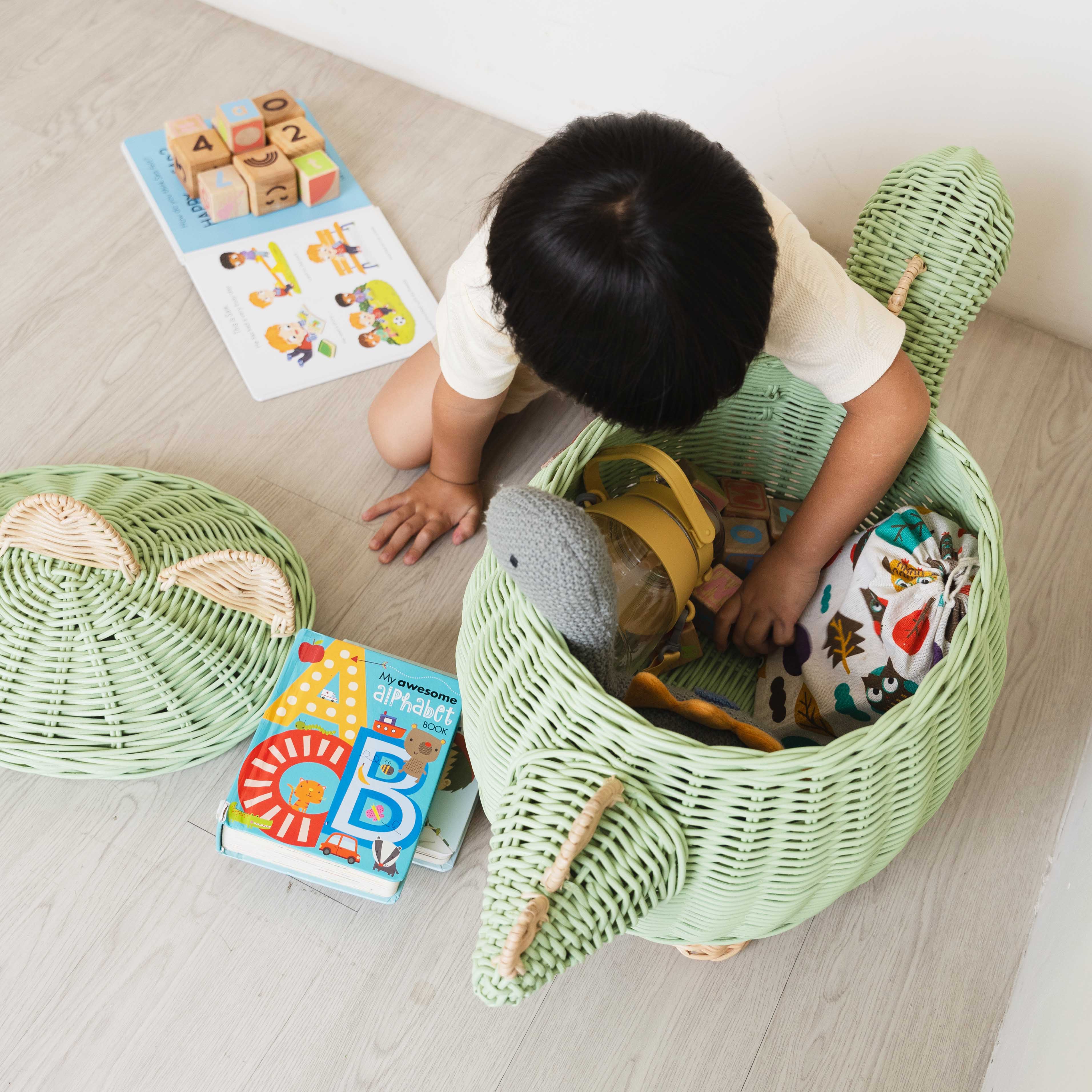 Keranjang Penyimpanan Dinosaurus - Hijau Mint