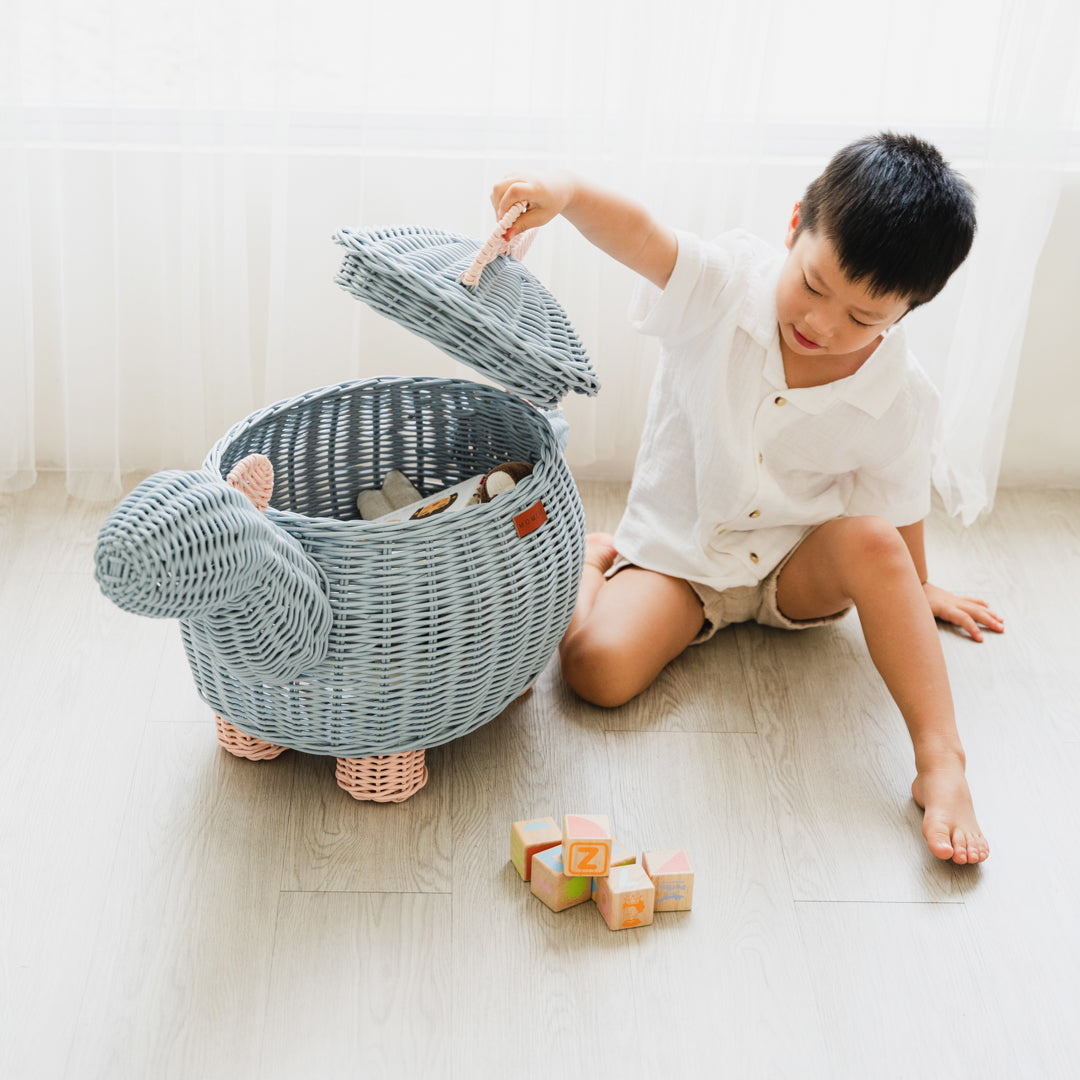 Dinosaur Storage Basket - Pastel Blue/Pink