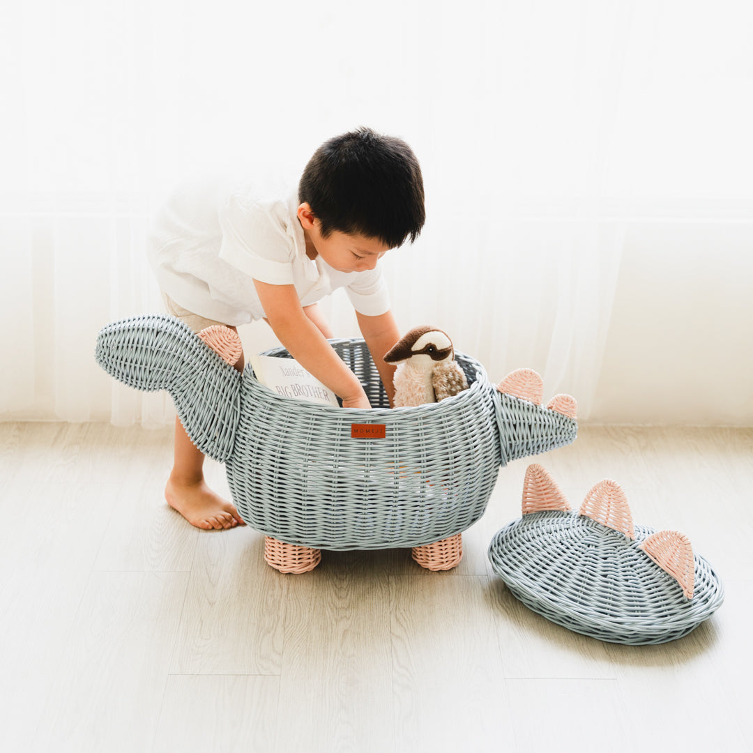 Dinosaur Storage Basket - Pastel Blue/Pink
