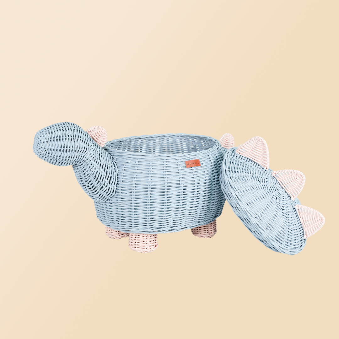 Dinosaur Storage Basket - Pastel Blue/Pink