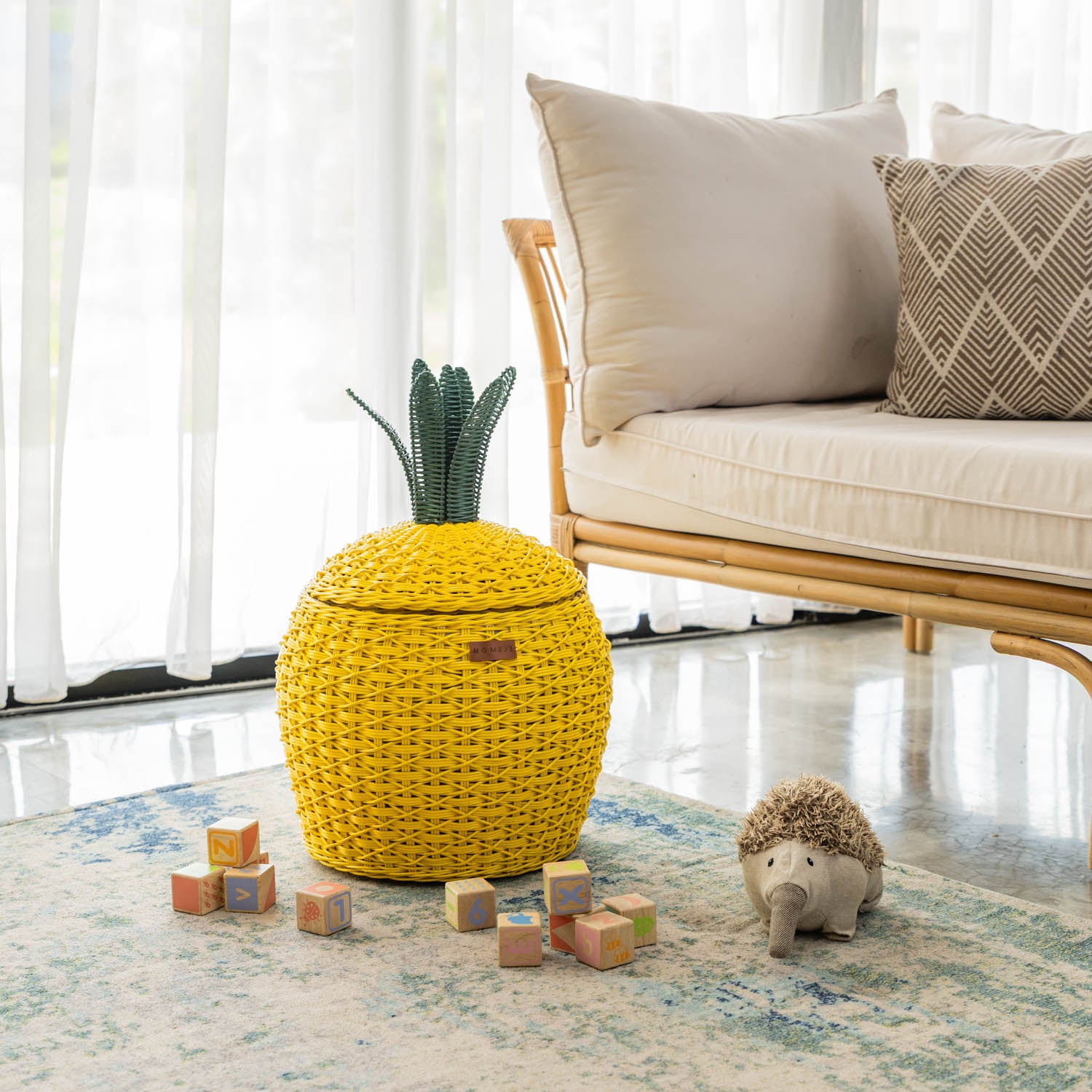 Pineapple Storage Basket Medium - Yellow