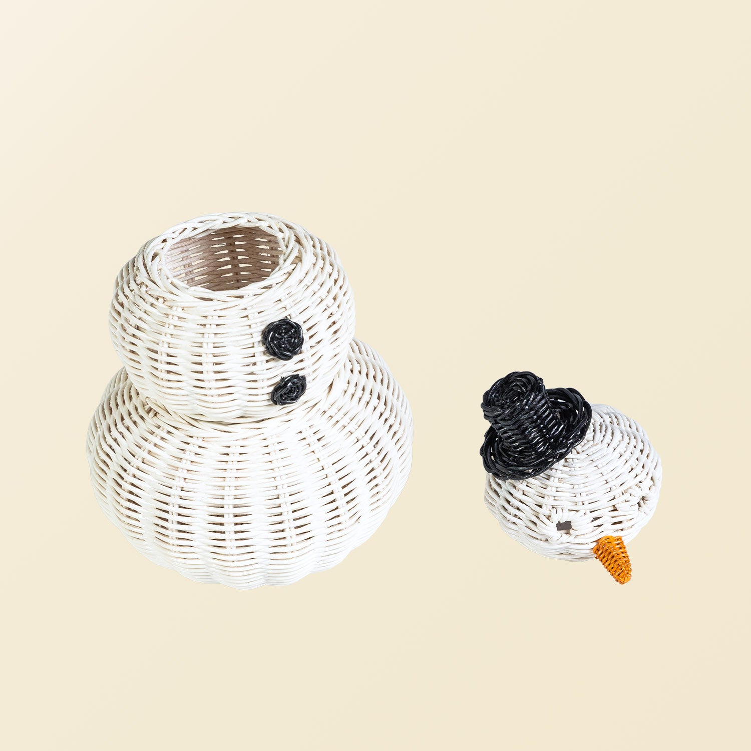 Snowman 3 Tier Rattan Basket