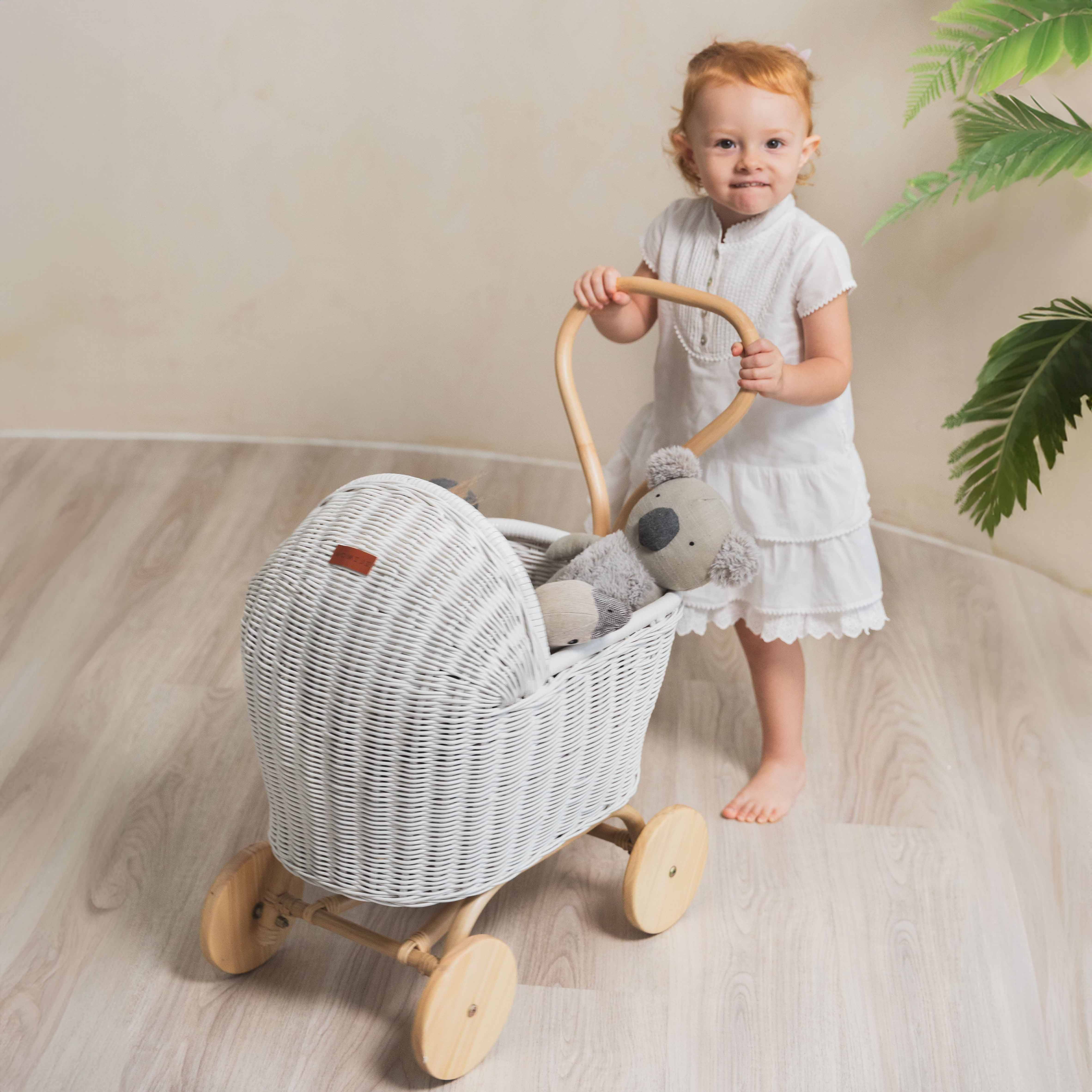 Colette Rattan Stroller - White