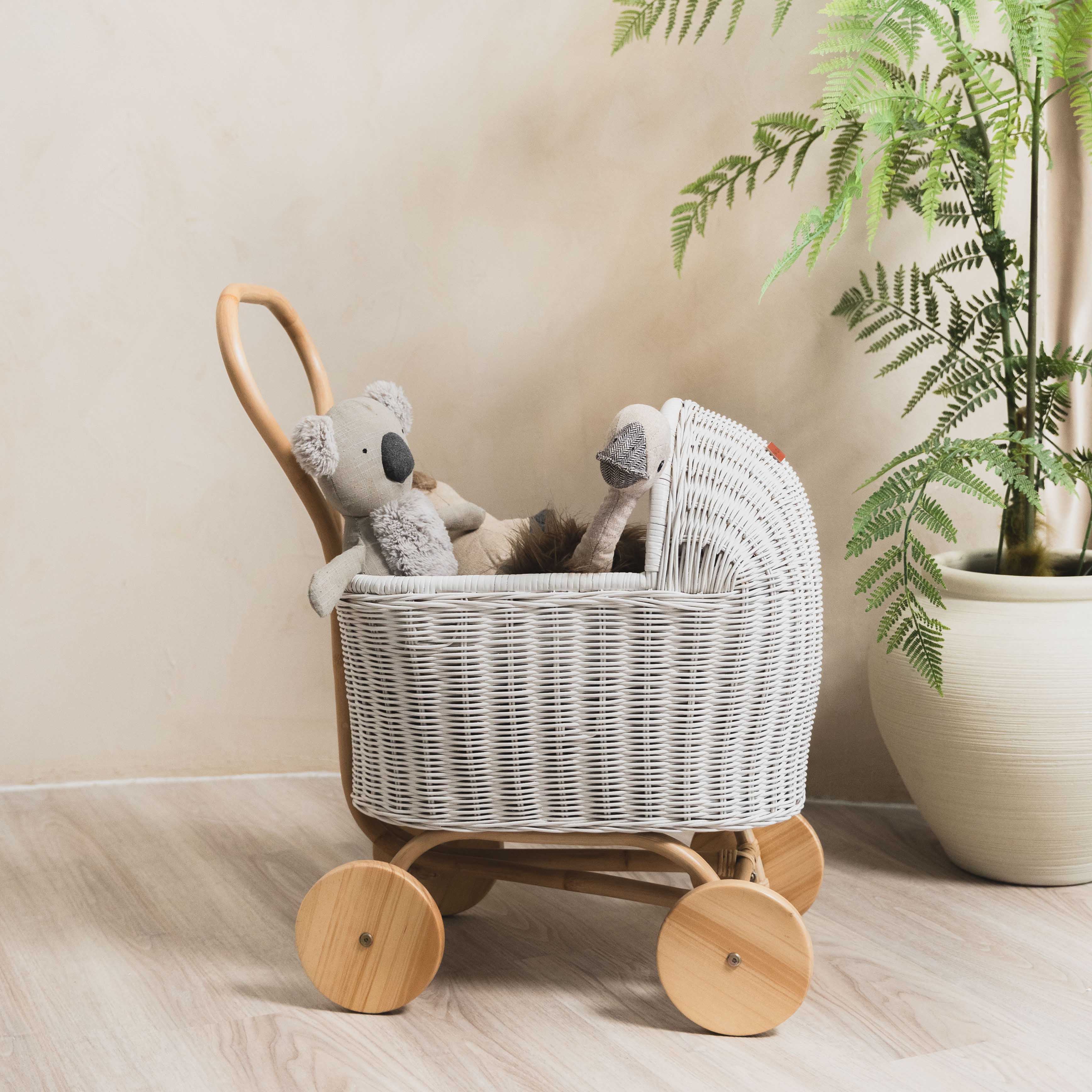 Kereta Dorong Rotan Colette - Putih