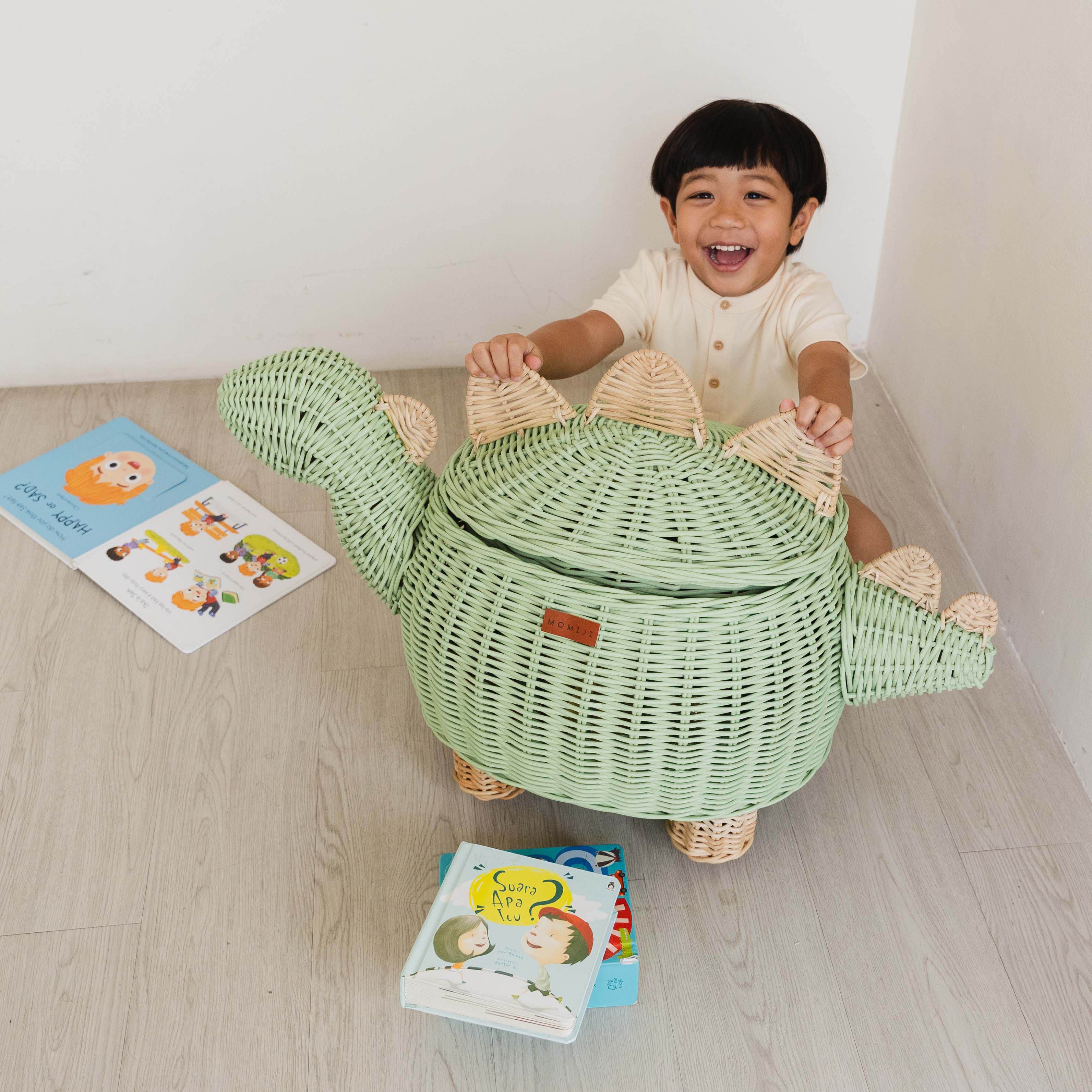 Bakul Penyimpanan Dinosaur - Hijau Pudina