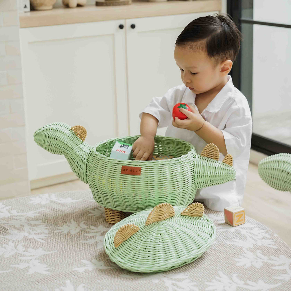 Dinosaur Storage Basket - Medium Mint Green