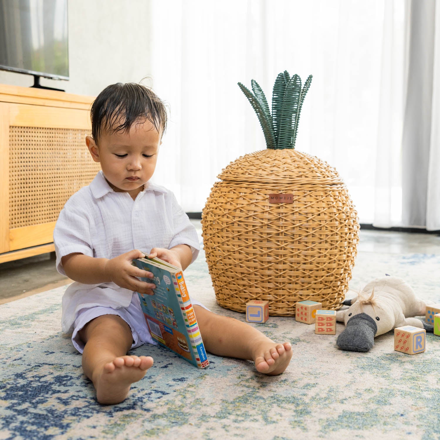 Pineapple Storage Basket Medium - Natural