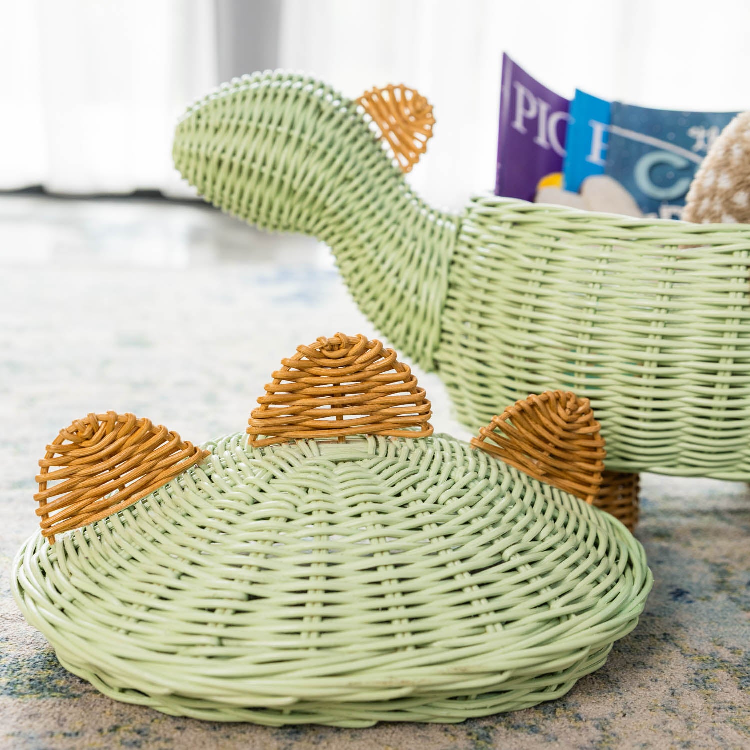 Dinosaur Storage Basket - Medium Mint Green