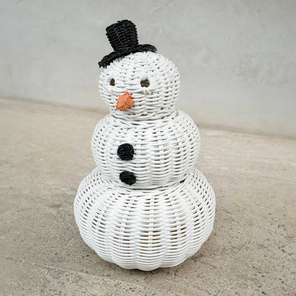 Snowman 3 Tier Rattan Basket