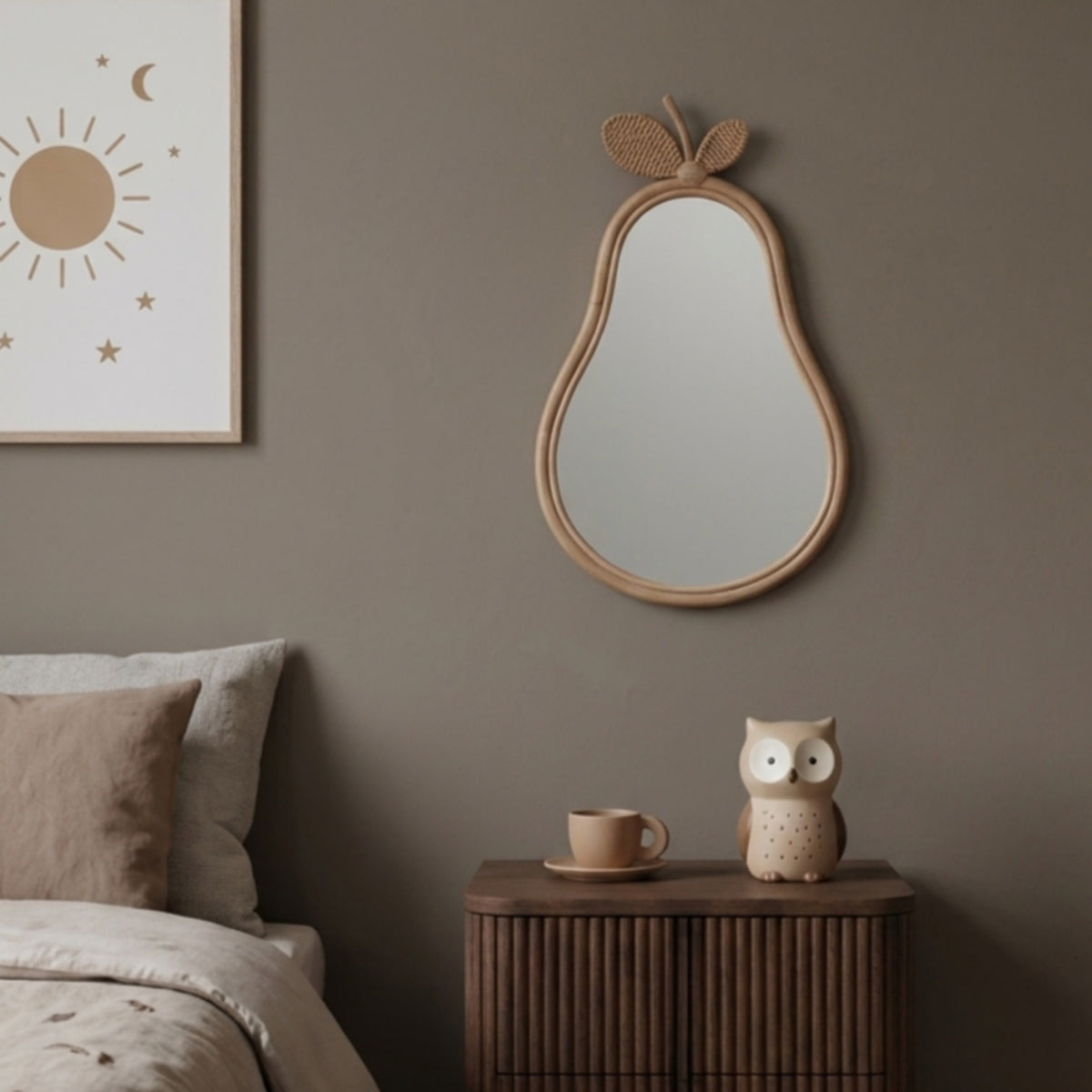 Pear Rattan Mirror